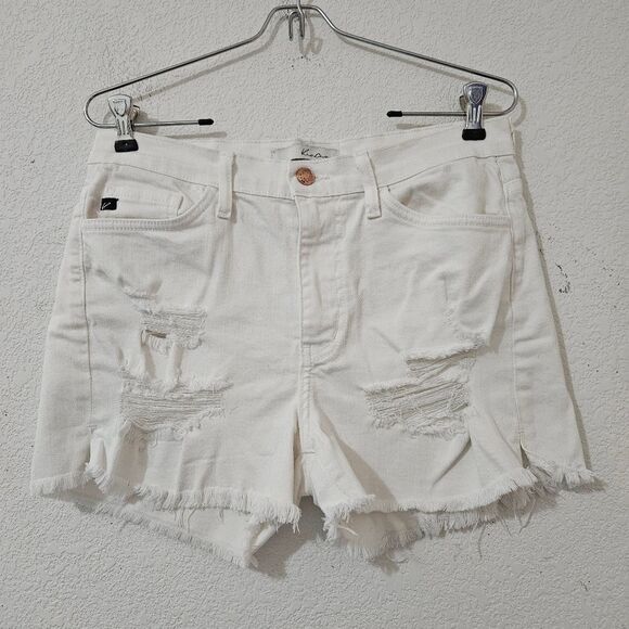 KanCan White Distressed Denim Shorts Size 28 - Picture 1 of 8